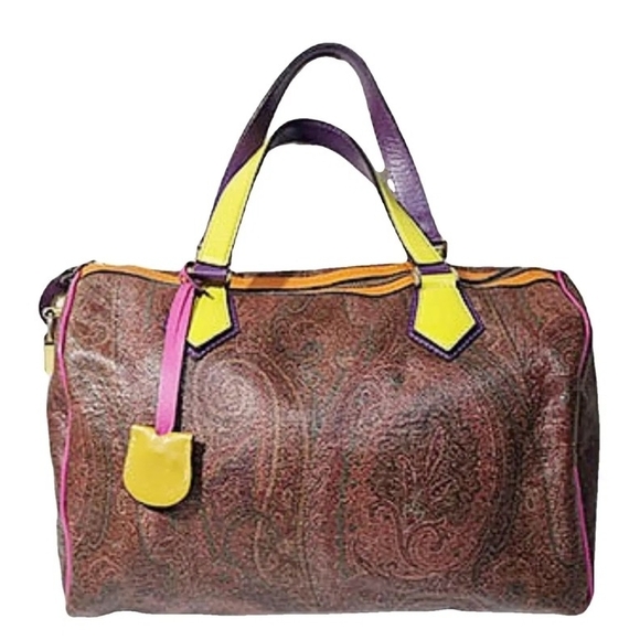 Etro Handbags - Etro Brown Paisley Tote with Yellow, Purple & Pink Accents